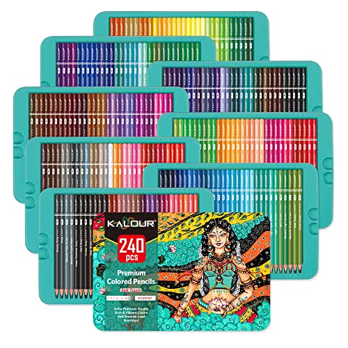 Lápis de Cor KALOUR Kalour 240 Cores (Recondicionado Como Novo) KALOUR - Lápis - conjunto, 240 cores, ponta resistente, suave