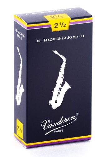 Vandoren Saxophone Reeds Alto Saxophones Nº 2.5 VANDOREN - Acessórios para instrumentos de sopro de madeira - alto saxophones, 2.5, som excepcional