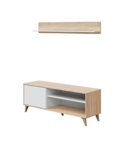 Móvel TV INNOVATION HOME FURNISH 1ALINAKI (Branco - Aglomerado de Partículas - 50x135x40 cm) Habitdesign - Centros de entretenimento e suportes de tv - branco, aglomerado de partículas, 50x135x40 cm