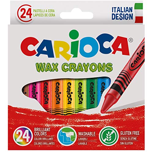Lápis de Cor CARIOCA 24 Cores (Multicor - 2,5 x 16 cm) Carioca - Lápis de cera - 24 cores, multicor, aquarela, fácil de usar