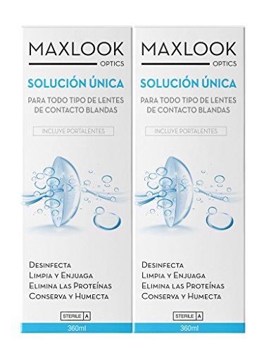 Maxlook Solução Única para Lentes de Contato Blandos 2X360Ml Maxlook - Óculos de grau - solução, lentes, blandos, 360ml