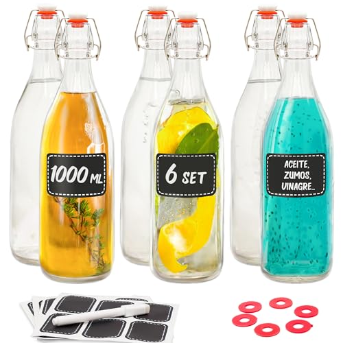 Recarga de Garrafa PRAKNU 6 Borracha com Tampão Niboline GmbH - Artigos domésticos - 6 x 0.5 L, transparente, borracha, tampão