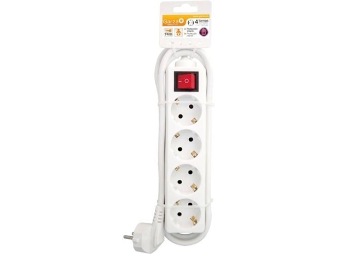 Extensão Elétrica GARZA 4 tomadas (1.5 m) Garza - Filtros de linha e supressores de surtos - 4 tomadas, interruptor, proteção para crianças, 1.5 m