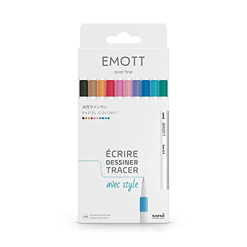 Canetas de Feltro UNI-BALL Emott Uni Pastel (Multicor - 10 Un) Uni Mitsubishi Pencil - Canetas - multicor, 10 un, ponta fina, tinta resistente
