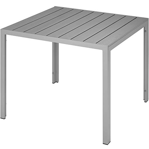 Mesa de Jardim TECTAKE Maren (Prateado - Alumínio - 90x90x74.5 cm) TecTake - Móveis de exterior - alumínio, prateado, 90x90x74.5 cm, ajustável