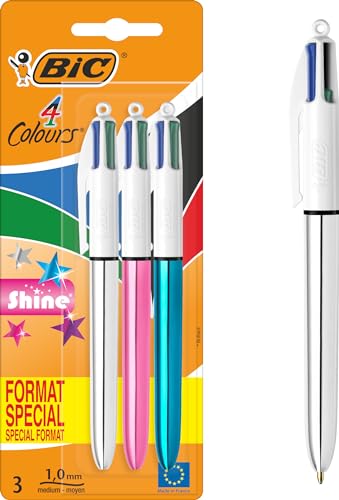 Caneta de Gel BIC Shine 4 Cores (Multicor) BIC - Canetas - tinta gel, cores brilhantes, ponta metálica, clip