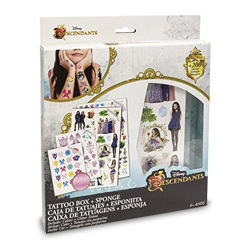 Conjunto de Maquilhagem e Adereço DISNEY Descendants Premium Descendientes - Tatuagens temporárias - maquilhagem, olhos, boca, lábios, pincel, escova