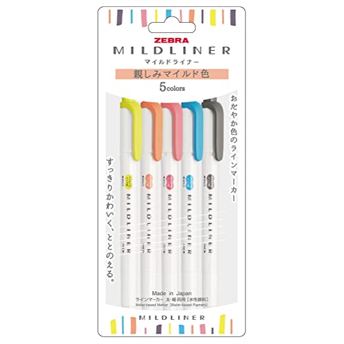 Lápis Fluorescentes MILDLINER WKT7-N-5C-N Zebra - Marcadores de texto - ponta grossa, tinta fluída, linha grossa, cor fluorescente