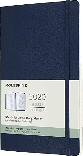 Agenda Semanal 12 Meses 2020 Moleskine Horizontal Grande Soft Azul Moleskine - Cadernos e bloco de notas - 12 meses, horizontal, grande, soft