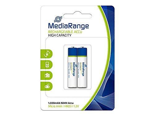 Pilha Recarregável MEDISAN Pack of 2 Rechargeable Batteries MediaRange - Baterias - recarregável, 1000mAh, 1.2V