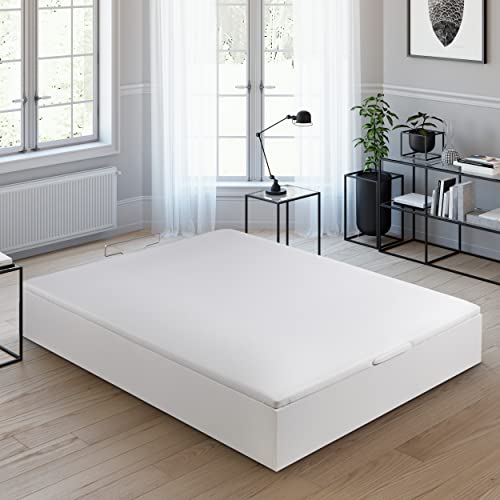 Cama de Madeira com Almofada ROYAL SLEEP (Branco - 150 x 190 cm) ROYAL SLEEP - Camas e estruturas de cama - madeira, almofada, 150x190 cm