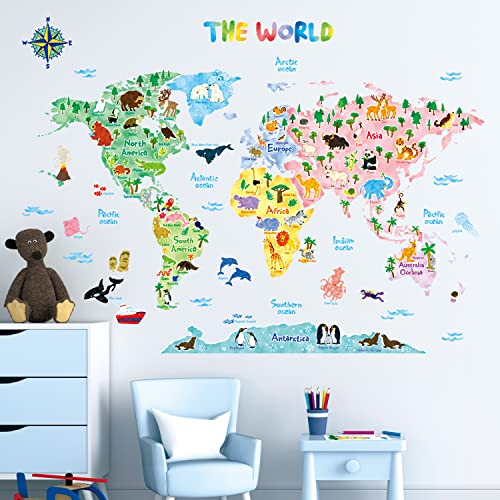Autocolante DECOWALL Mapa Mundi (100 x 150 cm) DECOWALL - Papel de parede - mapa mundial, 100 x 150 cm, vinil, adesivos removíveis