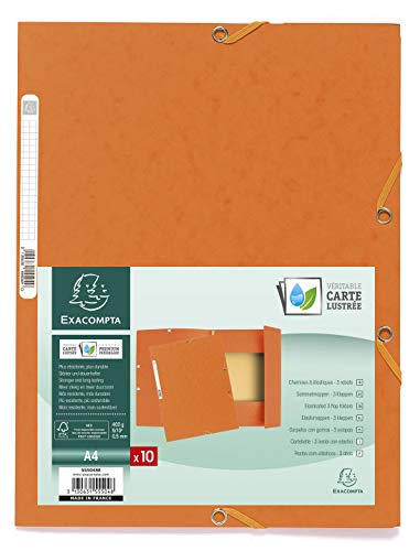Capa com Elástico 3 Abas Nature Future Laranja EXACOMPTA - Pastas de arquivo - 3 abas, laranja, pvc, elástico
