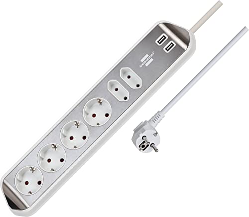 Extensão Elétrica BRENNENSTUHL 1153590620 (1 Tomada) Brennenstuhl - Filtros de linha e supressores de surtos - 4 tomadas, H05VV-F 3G1,5, mesa, instalação simples