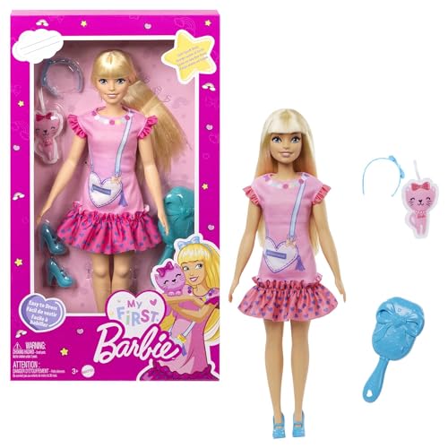 BARBIE: My First Dollhouse (Idade Mínima Recomendada: 3 anos) Mattel - Bonecas - 3 anos, articulada, maior, fácil de vestir