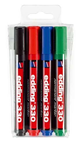 Marcador Permanente EDDING 330-4-S (Multicor) Edding - Marcadores e marcadores de texto - tinta à base de água, ponta biselada 1,5 mm, secagem rápida, não odorífero