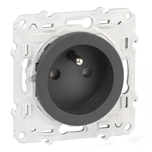 Schneider Electric ODACE tomada 2 polos e terra Cinzento Schneider Electric - Fontes de alimentação elétrica - tomada, 2 polos, terra, cinzento