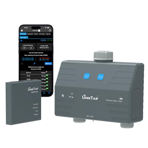 LinkTap D1 Temporizador de rega sem fios e gateway LinkTap Pty Ltd - Controlos de aspersores - sem fios, gateway, 2 zonas, controle remoto