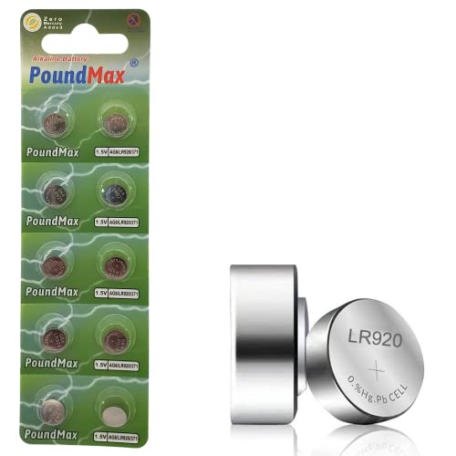 Pilhas Não Recarregáveis AG6 (LR69, LR920/LR921, 371) 1.5V - Pack de 10 PoundMax - Baterias de uso geral - 1,5v, alcalinas, LR69, pack 10