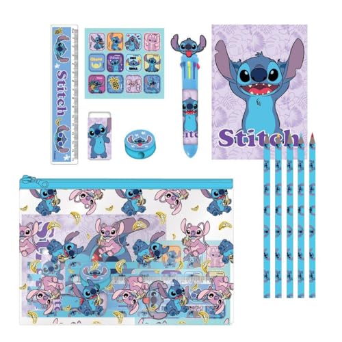 Estojo de Papelaria STITCH Azul (22 x 14 x 0.5 cm) CERDÁ LIFE'S LITTLE MOMENTS - Organizadores de mesa - papelaria, stitch, coração, lápis de cor, caneta, borracha