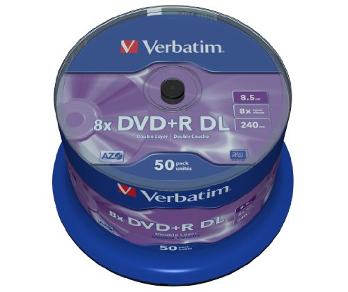 Verbatim DVD+R Double Layer 8x Matt Silver 50pk Spindle Verbatim - Mídias vazias - DVD-R, duplo layer, 8x, 50 unidades
