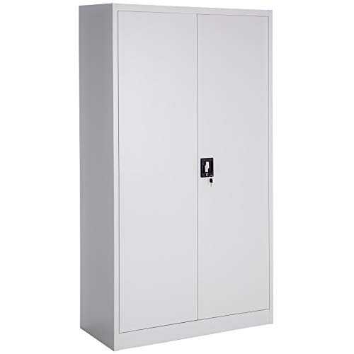 Armário Metálico com Prateleiras TECTAKE (Cinzento - Aço - 180 x 90 x 40 cm) TecTake - Conjuntos de móveis - 6 gavetas, aço resistente, polvo revestido, barra integrada