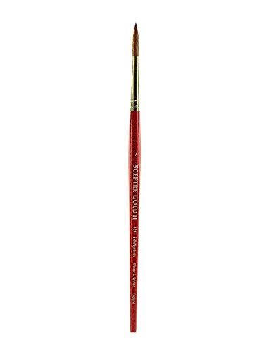 Pincel WINSOR & NEWTON Sceptre Gold Ii (Duro) COLART - Ferramentas de medição e marcação de artesanato - fibra de nylon, 25 cm, aço inoxidável, dourado