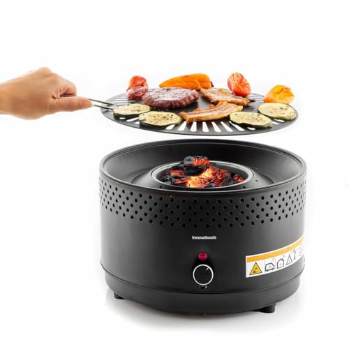 Churrasco sem fumo com bateria de 2000 mAh InnovaGoods - Aquecedores de pratos e travessas - portátil, sem fumo, bateria 2000 mAh, ventilador interno
