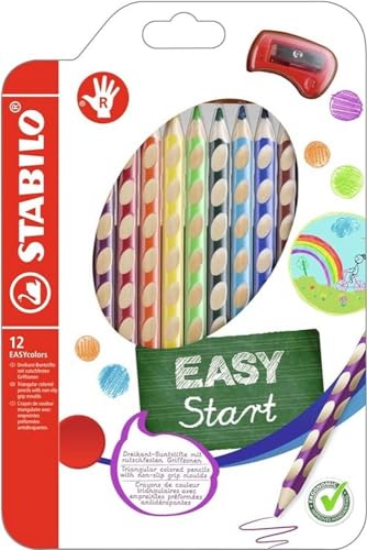 Lápis de Cor STABILO Easycolors (Multicor - 12 Tabletas) Stabilo - Lápis - multicor, 12 tabletas, ergonômicos, crianças