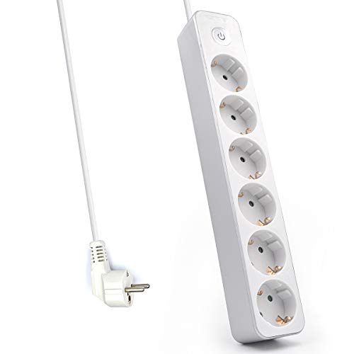 Extensão Elétrica WELL Y (1 Tomada - 3 m) Welly Enjoy IT - Filtros de linha e supressores de surtos - 6 tomas, 3 m, proteção infantil, interruptor LED