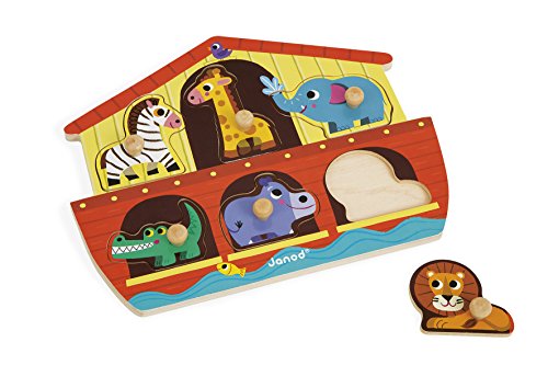 Puzzle JANOD Madeira Ark of Noah (Idade Mínima: 3) Janod - Quebra-cabeças de madeira e com pinos - puzzle, madeira, 3 anos, 6 peças