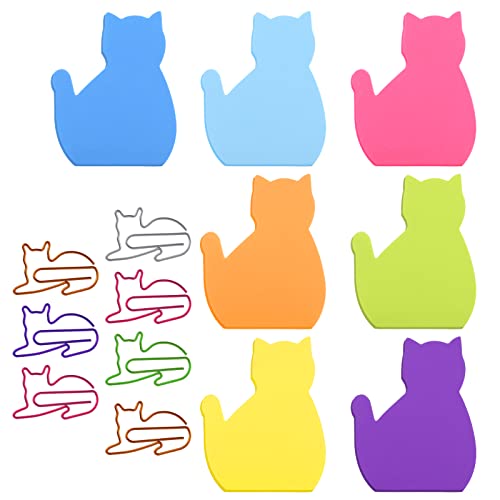 Notas Adesivas para Gatos com Papel Clip Molain - Notas autoadesivas - notas adesivas, gatos, papel clip, 7 folhas, 210 notas
