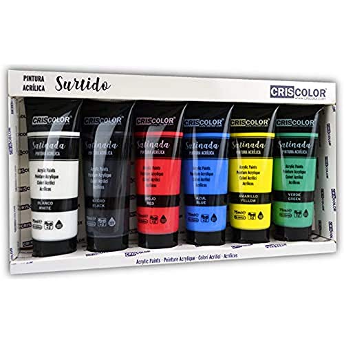 Conjunto de Tinta Acrílica CRISCOLOR 8435621413236 CRISCOLOR - Meios de pintura - acrílica, preto, vermelho, rosa, branco