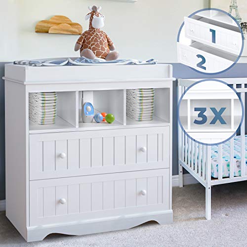 Mudafraldas Infantastic com 2 Gavetas e 3 Compartimentos Abertos 50X935X88 Cm Branco FF Europe - Móveis para bebês e crianças pequenas - gavetas, compartimentos abertos, 50x93.5x88 cm