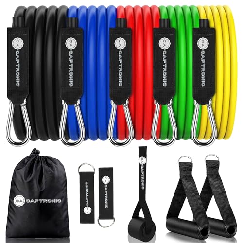 Tira Elástica Muscular CAPTRONIC (Preto) CAPTRONIC - Bandas de exercício - 10-150 lb, 50 cm, ajustável, 11 peças
