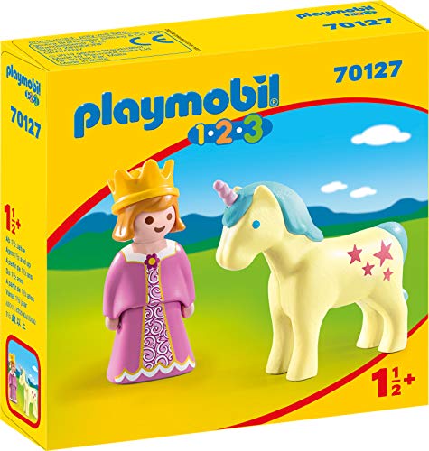 Playmobil 1.2.3 Princess with Unicorn 70127 (Peluches e Bonecas) PLAYMOBIL - Bonecos de ação e brinquedo - princesa, unicórnio, mágico, 1.2.3