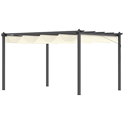 Pérgula Outsunny | 4 x 3 m - Bege (Jardinagem) Outsunny - Arcos de jardim, treliças, caramanchões e pérgulas - alumínio, durável, estabilidade, 8 orifícios