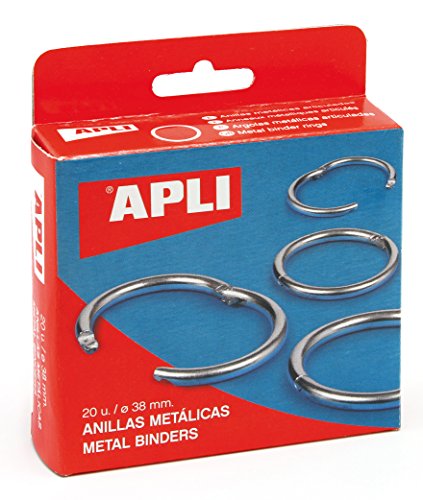 Anéis de Encadernação APLI 38 mm (20 Un) APLI - Argolas de fichário - 38 mm, resistente, niquelado, 20 unidades