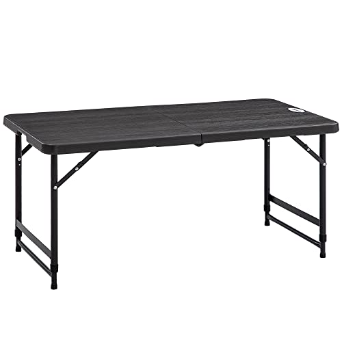 Mesa de Jardim Outsunny | 118x60x56-74 cm | Preto Outsunny - Mesas de exterior - 118x60x56-74 cm, preto, jardim