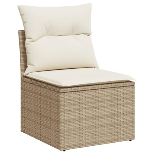 Sofá de Jardim VIDAXL com Almofadas (Bege - Poliéster e Rattan - 160x80 cm) vidaXL - Móveis de exterior - almofadas, bege, poliéster, rattan