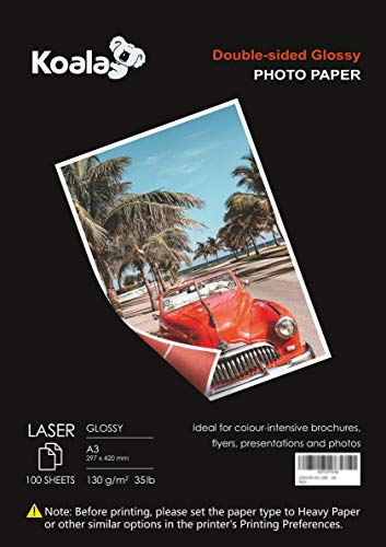 Papel Fotográfico Láser Duplo Koala Laser Shine A3 130 G/M² 100 Folhas Koala - Papel de impressora e copiadora - papel fotográfico, laser duplo, koala laser shine, a3, 130 g/m², 100 folhas