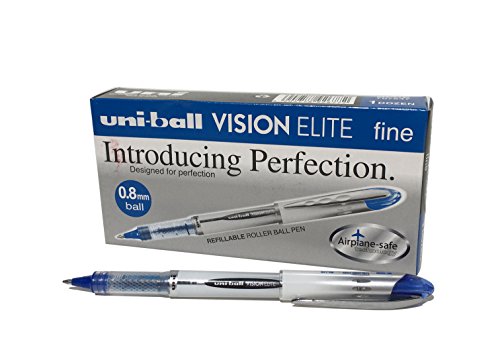 Esferográfica Rollerball UNIBALL Vision Elite Azul (0.8 mm) UNI-BALL - Canetas - 0.8 mm, tinta à base de água, traço médio, design moderno