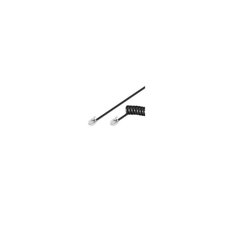 Cabo Telefónico GOOBAY (RJ11 - RJ11 - 3 m - Preto) Wentronic - Acessórios para telefone - 3 m, preto, rj11, masculino