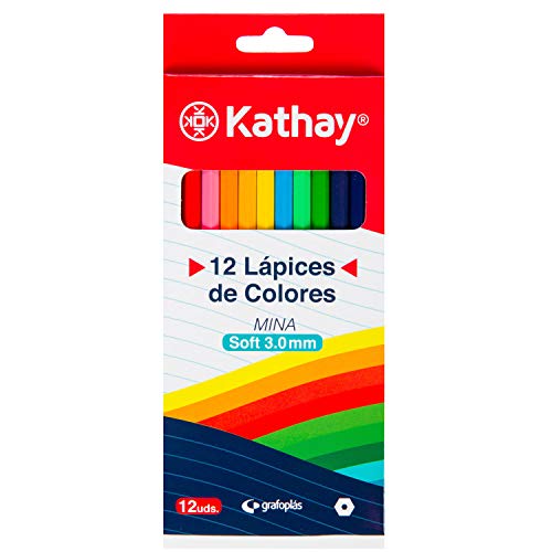 Lápis de Cor KATHAY Madeira (Multicor - 12 Unidades) Grafoplas del Noroeste,S.A. - Lápis - madeira, 12 unidades, mina 3 mm, ponta suave