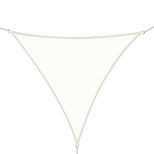 Guarda-Sol Outsunny Triangular Poliéster Creme (3 x 3 x 3 m) Outsunny - Guarda-sóis e toldos de exterior - poliéster, proteção UV, 3x3x3m, triangular