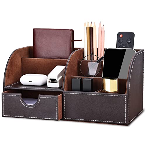 Organizador de Secretária Kingform 2 em 1 KINGFOM - Organizadores de mesa - 2 em 1, PU Leather, MDF, 3 compartimentos