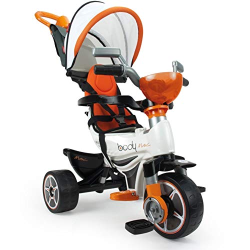 Triciclo INJUSA Body Max Laranja (Idade Mínima: 1 Anos) INJUSA - Brinquedos - barra de segurança, assento com encosto alto, alavanca ajustável, cesto no fundo, bolsa de mão