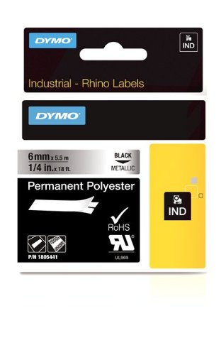 Cassete de Fitas de Etiquetar DYMO 1805441 Preto sobre metálico DYMO - Fitas de etiquetas e recargas - cassete, fita etiqueta, dymo, preto