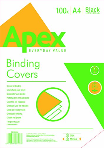Pack 100 Capas para Encadernação APEX A4 Preto Fellowes - Papel de capa - encadernação, a4, preto