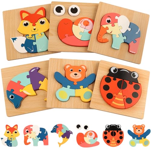 Puzzle BEIHRE 6pcs Puzzle of Animals (Idade Mínima: 5) Beihre - Jogos - madeira, 6 peças, animais, resistente
